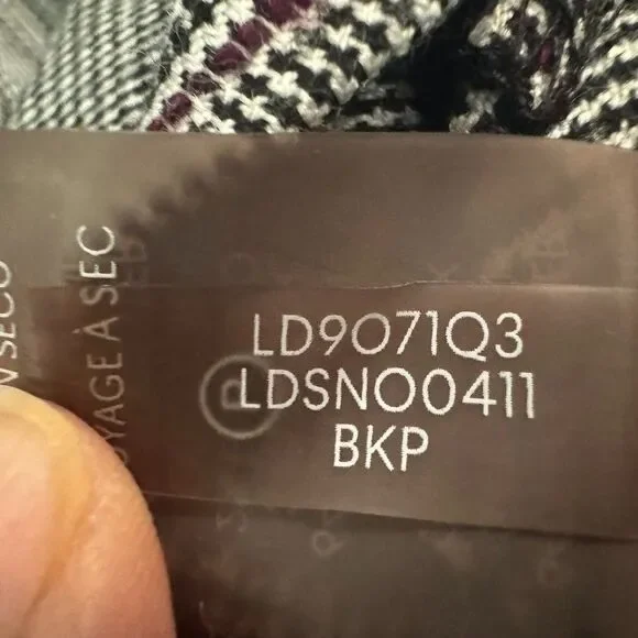 Karl Lagerfeld Sz 8 Plaid Ponte Knit Bell Ruffle Sleeve Sheath Dress Black White - Picture 8 of 8